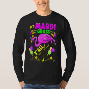 Flamingo Its Mardi Gras Yall Carnival Jester Hat W T-Shirt