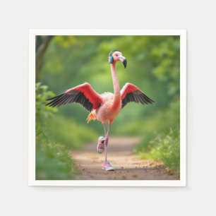 Flamingo Jogging With Pink Sneakers and High-tops Napkins