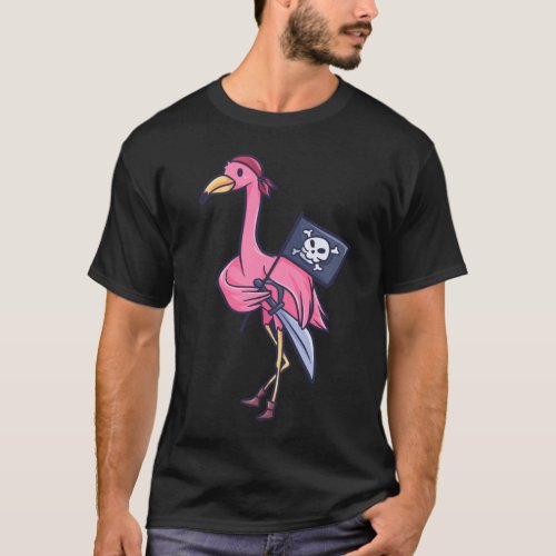 Flamingo Jolly Roger Captain Gift T_Shirt