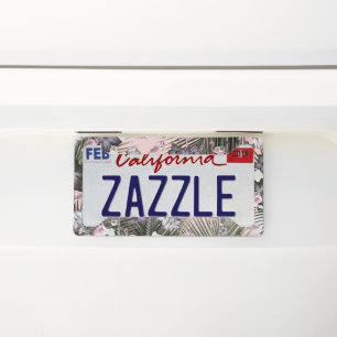 Flamingo Jungle Paradiso #3 #tropical #wall #art License Plate Frame