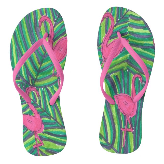 Flamingo Jungle Vibe Flip Flops (Footbed)