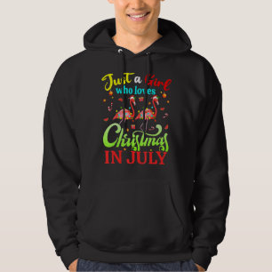 Flamingo Just A Girl Who Loves Christmas In July Hoodie