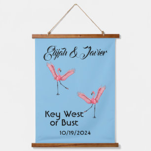 Flamingo Key West or Bust Gay Destination Wedding Hanging Tapestry