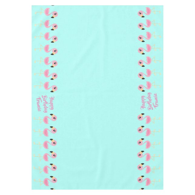 Flamingo Kids Birthday Tropical Tablecloth (Front)