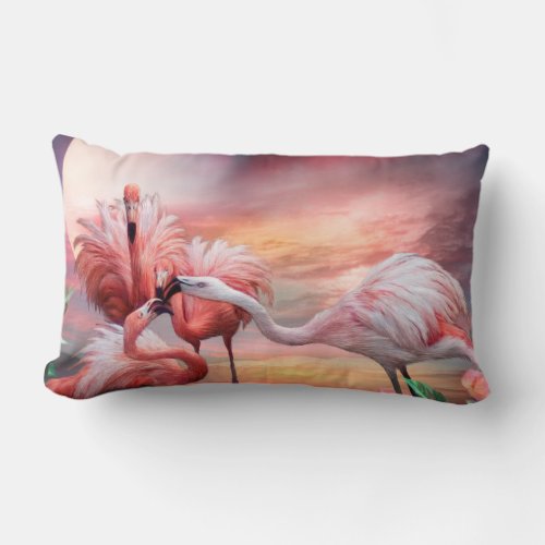 Flamingo Kiss Art Decorator Pillow