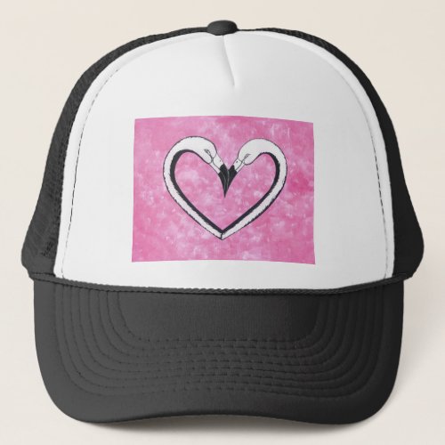 Flamingo Kiss Heart by SandyCloss Trucker Hat