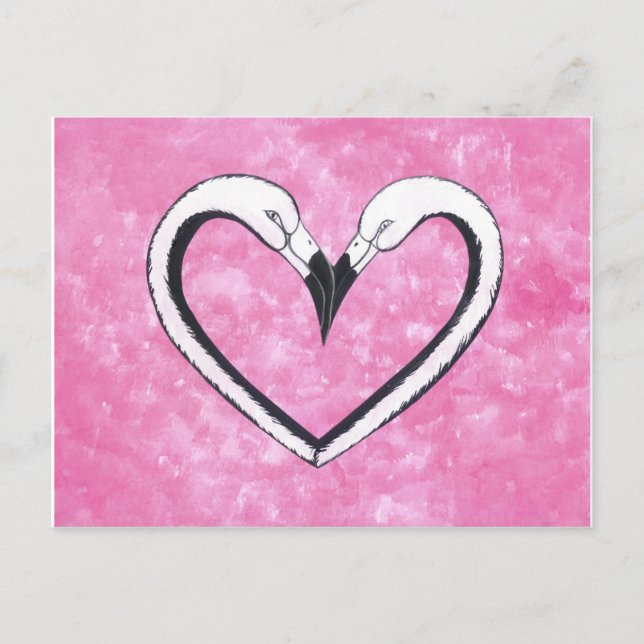 Flamingo Kiss Heart, love gifts Postcard (Front)