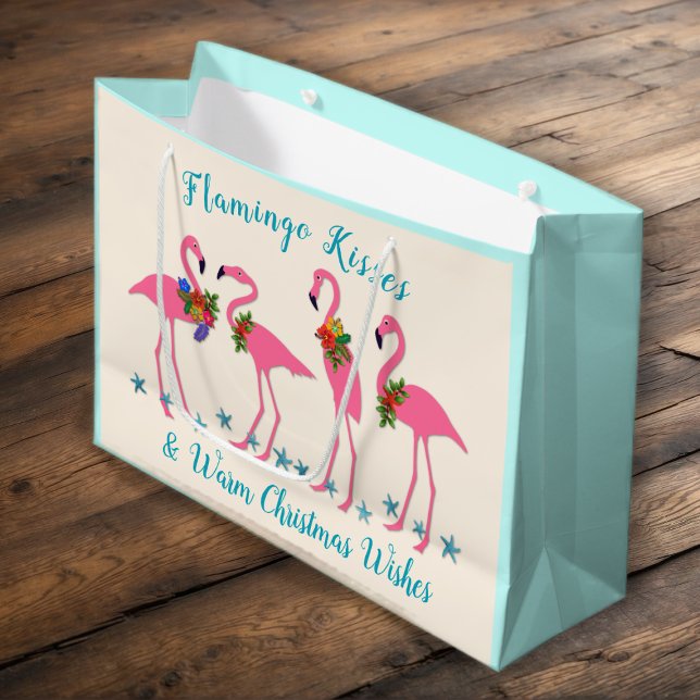 Flamingo Kisses Warm Christmas Wishes Gift Bag (Creator Uploaded)