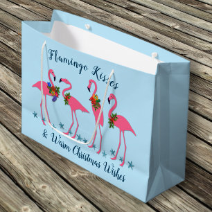 Flamingo Kisses Warm Christmas Wishes Gift Bag
