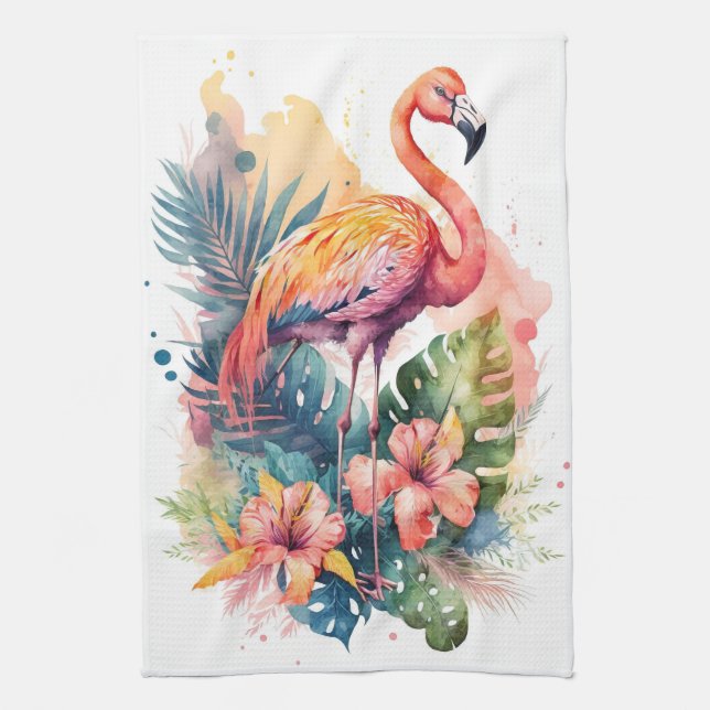 Flamingo  kitchen towel (Vertical)