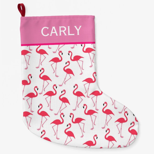 Flamingo Large Christmas Stocking (Front)