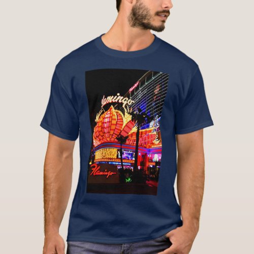 Flamingo Las Vegas Hotel Neon Signs America T_Shirt