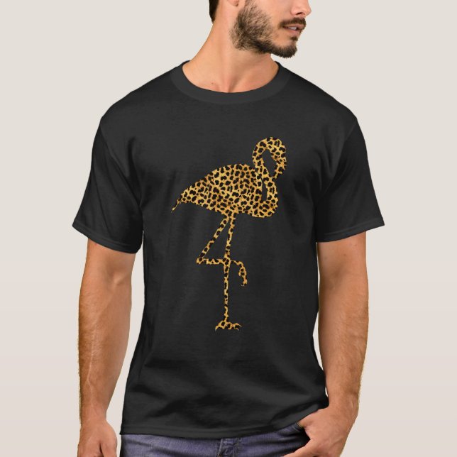 Flamingo Leopard Print Bird Wading Animal  Women T-Shirt (Front)