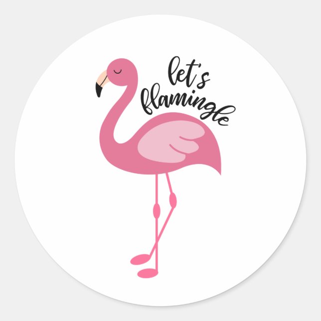 Flamingo, Let's Flamingle Classic Round Sticker (Front)