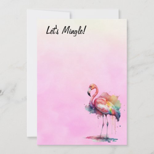 Flamingo Lets Mingle Blank Invitation