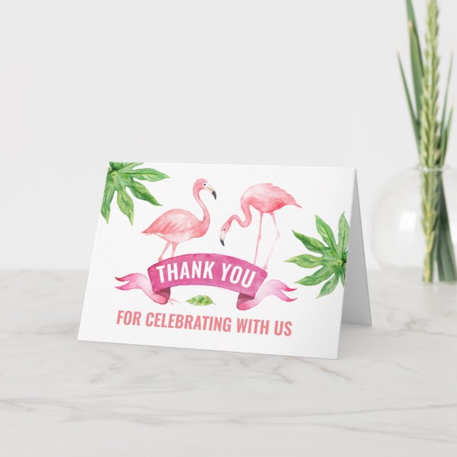 Flamingo Letterpress Thank You Card (Front)