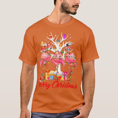 Flamingo Lights Santa Hat Sweater Tree Christmas 