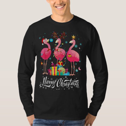 Flamingo Lights Santa Hat Sweater Xmas Tree Christ