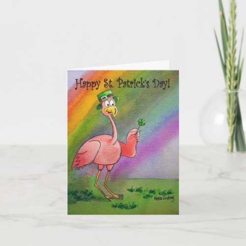 Flamingo Line Happy St Patricks Day Lucky Irish Card