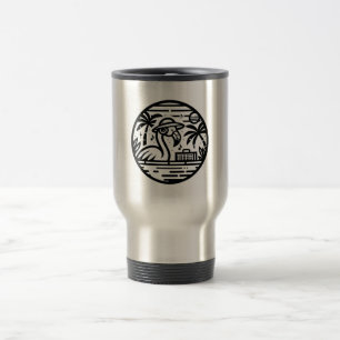 Flamingo Listening to Music - Tropical Chill Vibes Travel Mug