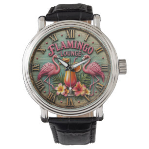 Flamingo Lounge Tropical Cocktail Bar Decor Watch