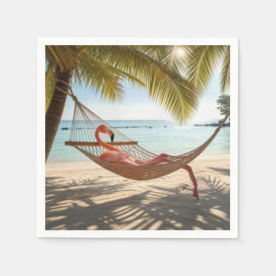 Flamingo Lounging in a Hammock Napkins