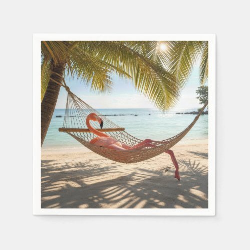 Flamingo Lounging in a Hammock Napkins