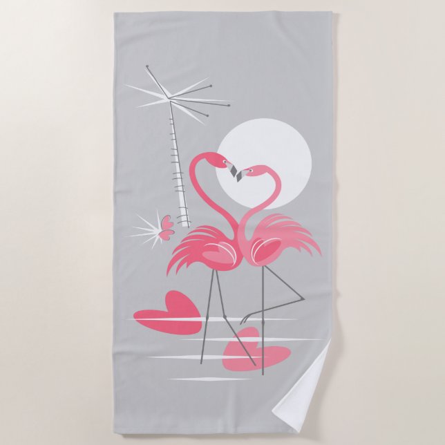 Flamingo Love beach towel (Front)