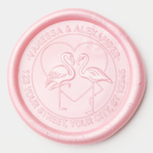 Flamingo Love Birds Heart Name Return Address Wax Seal Sticker