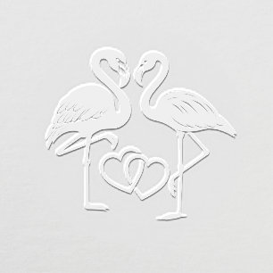 Flamingo Love Birds Hearts #2 Image Only No Text Embosser