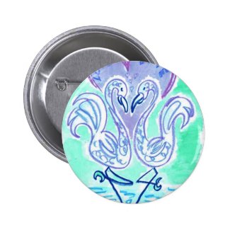 Flamingo Love (blue) Pinback Button