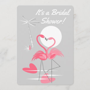 Flamingo Love Bridal Shower vertical Invitation