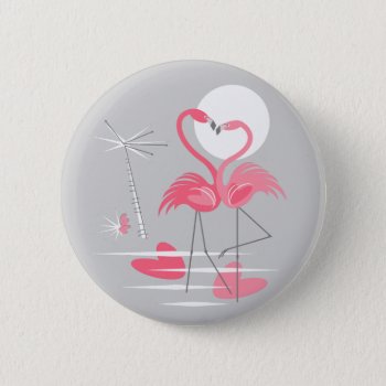 Flamingo Love Button by QuirkyChic at Zazzle