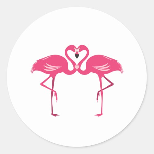 Flamingo Love Classic Round Sticker