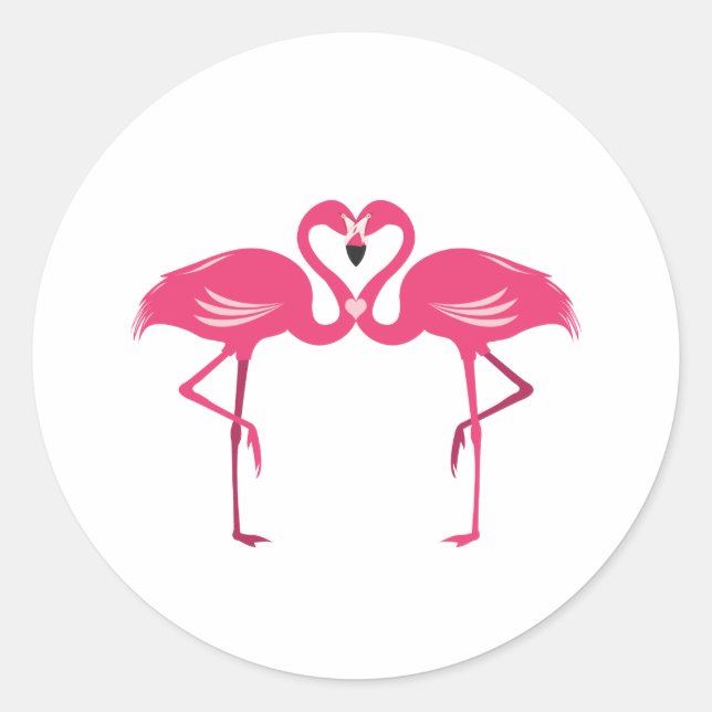 Flamingo Love Classic Round Sticker (Front)