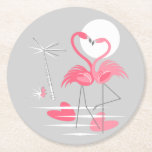 Flamingo Love Coaster Round at Zazzle