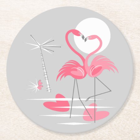 Flamingo Love Coaster Round