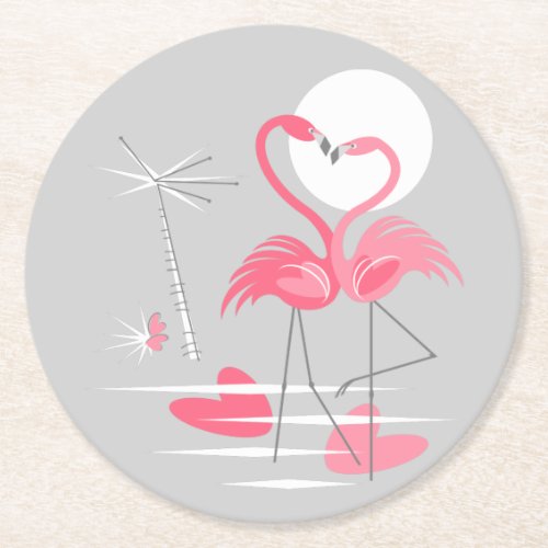 Flamingo Love coaster round