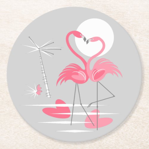 Flamingo Love coaster round