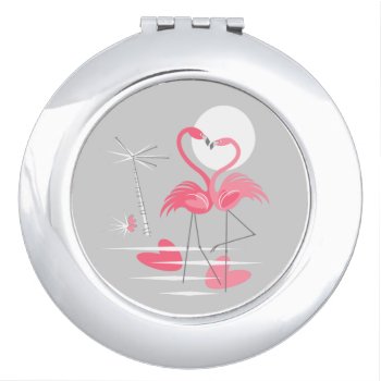 Flamingo Love Compact Mirror Round by QuirkyChic at Zazzle