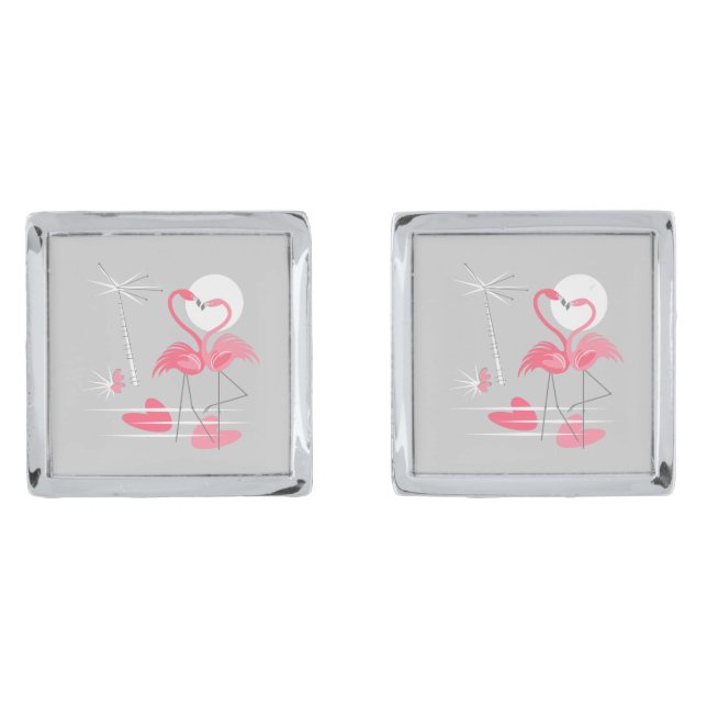 Flamingo Love cufflinks square (Front)