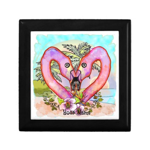 Flamingo Love custom name Gift Box