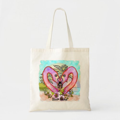 Flamingo Love custom name Tote Bag