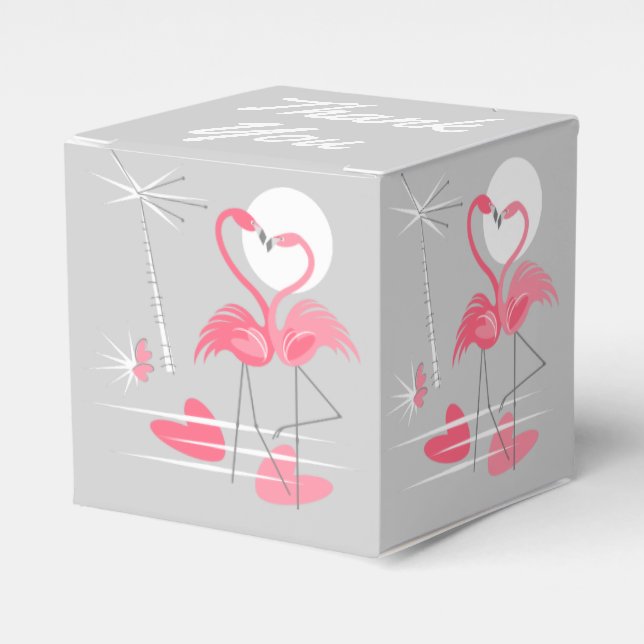 Flamingo Love favor box Thank You classic (Front Side)
