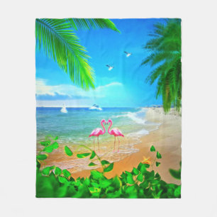 Flamingo Love Fleece Blanket