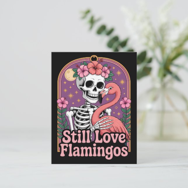 Flamingo Love Forever LGBTQ Halloween Postcard (Standing Front)