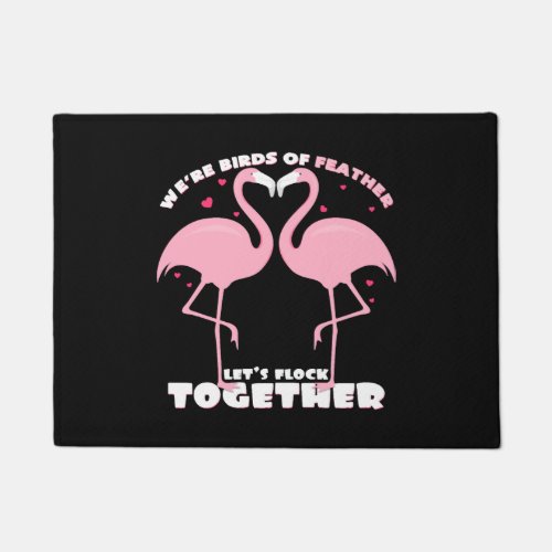 Flamingo love heart relationship Valentines Day Doormat