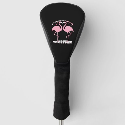 Flamingo love heart relationship Valentines Day Golf Head Cover