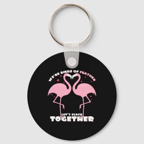 Flamingo love heart relationship Valentines Day Keychain