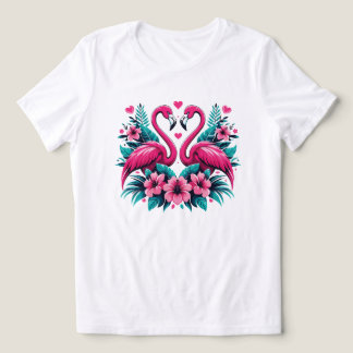 Flamingo Love Heart – Tropical Floral Romance Tri-Blend Shirt